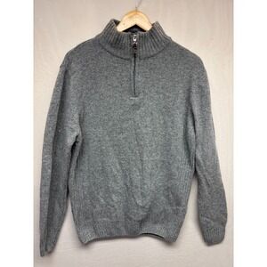 Daniele Blasi Sweater Mens Gray Mock Neck Quarter Zip Tight Knit Long Sleeve L